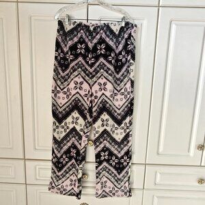 Mirabeau Pink/White/Black Snowflake Lounge Pants, Size Large